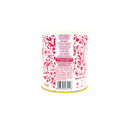 Arrière du pot d'Amarena Toschi avec des motifs floraux rouges et informations nutritionnelles.