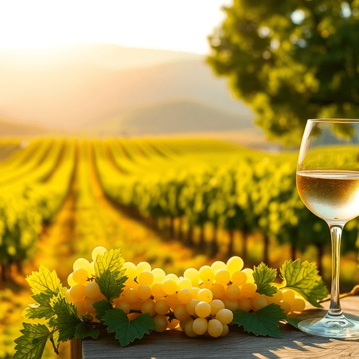 Verre de Moscato d’Asti pétillant accompagné de desserts italiens comme tiramisu, panna cotta et fruits frais — accord parfait entre douceur et fraîcheur du vin