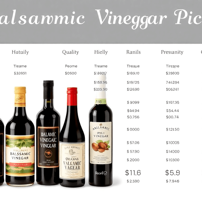 Tableau comparatif des prix de différentes bouteilles de vinaigre balsamique.
