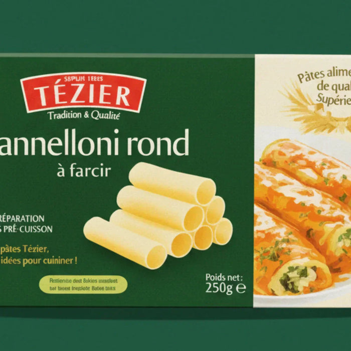 Boîte de Cannelloni Rond à farcir Maison Tézier 250 g – Pâtes françaises artisanales sans pré-cuisson, disponibles sur EasyGusto.fr