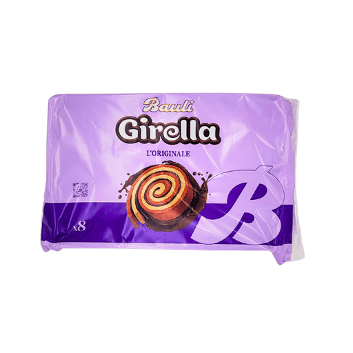 Face avant du paquet de Girella Originale x8 280g de Bauli, présentant l'emballage violet distinctif.