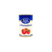 Image de la face avant de la conserve Il Pomodorino de Sole e Napule montrant le design et le logo de la marque.