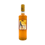 Vue avant de la bouteille d'Amaretto della Torre Morelli, 70 cl, avec une étiquette élégante et une teinte ambrée.