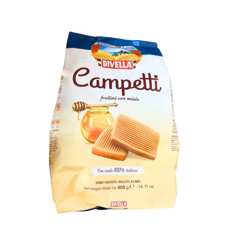 Biscuits au miel pour le petit-déjeuner – Campetti frollini con miele – Divella – 400 g (face avant)