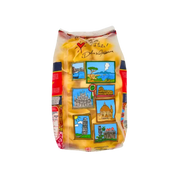 Dos du paquet de Conchiglioni Rigati 500g de Pastificio Di Martino, illustré avec des monuments italiens colorés et la signature Dolce & Gabbana