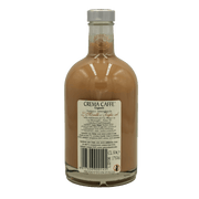Bouteille de Crème de Café Morelli 50cl avec étiquette arrière indiquant les ingrédients et les informations de production